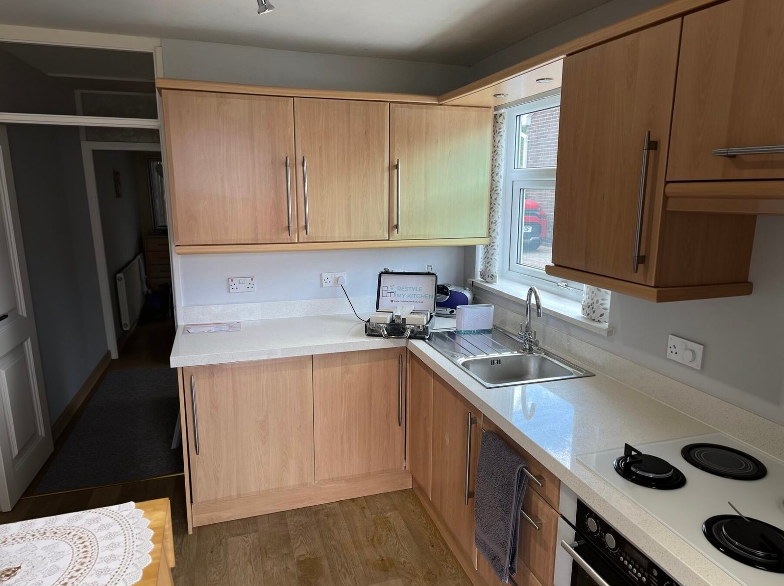 - Kitchen makeover featuring replacement cupboard doors and worktops